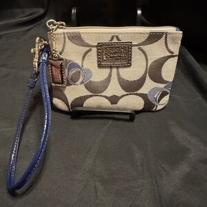 Coach Wristlet with Blue and Brown Accents
